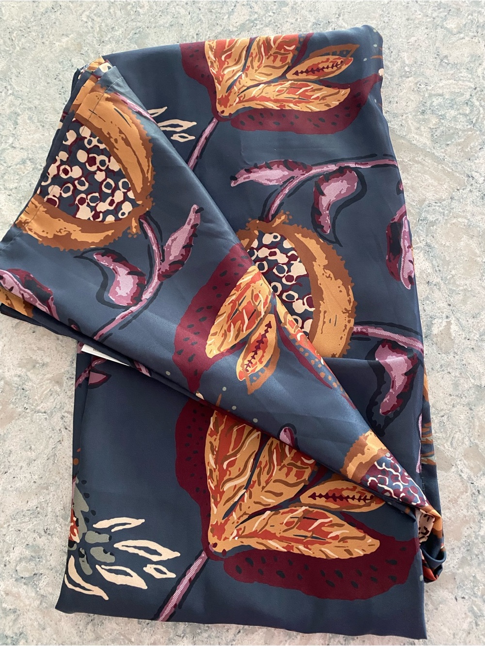 Threshold Floral Botanical shower curtain in Slate with Mustard and Burgundy